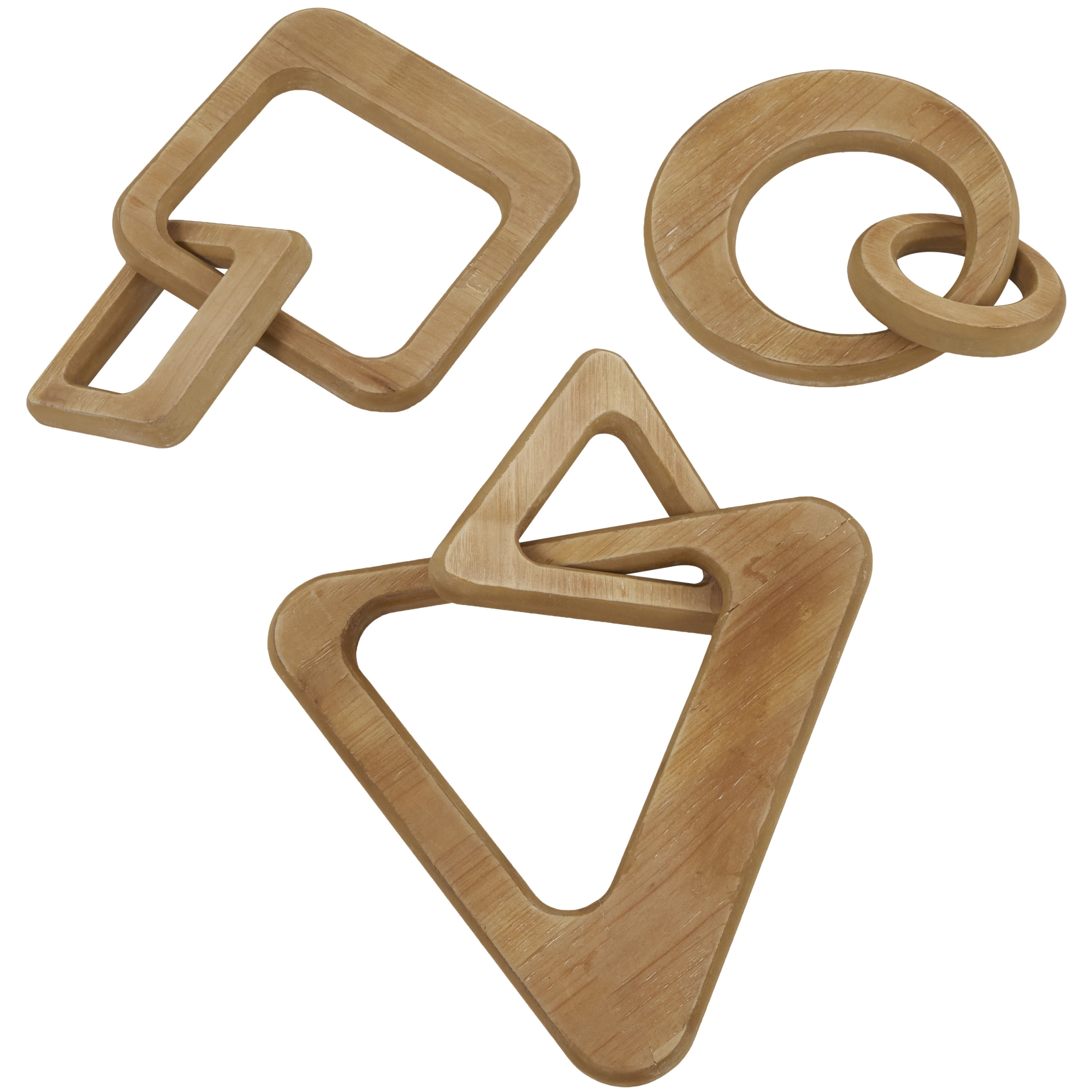 10", 13", 11"W Brown Wood Chain Sculpture, by CosmoLiving by Cosmopolitan (3 Count)