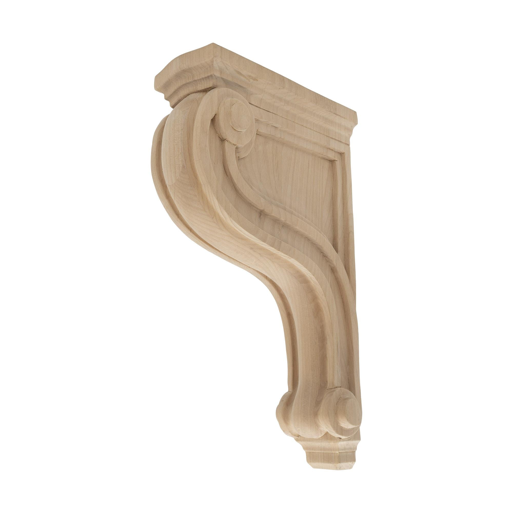 Finished Alder Traditional Plain Wood Corbel, 10.8125" Height
