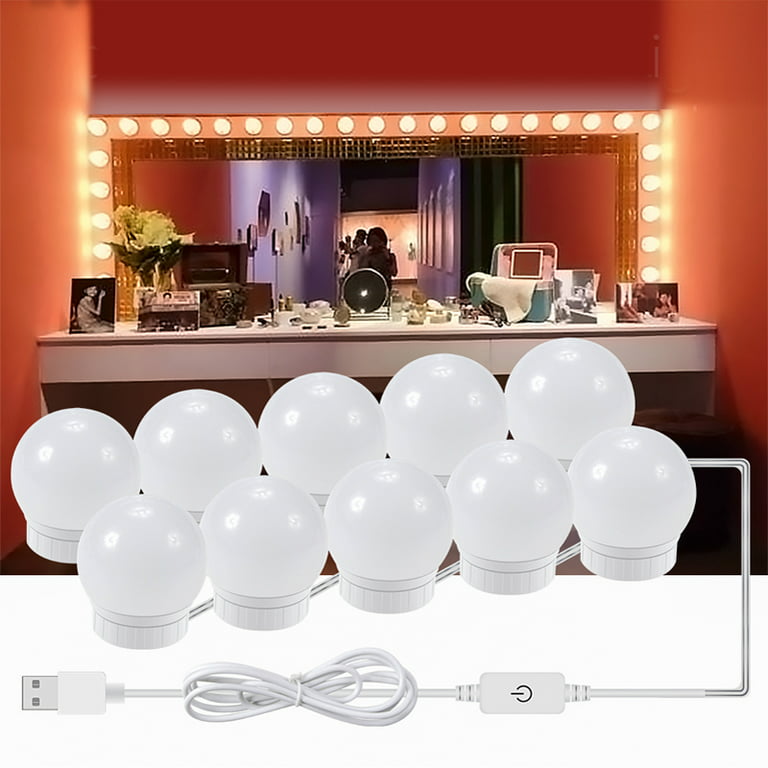 10/14 -Bulb vanity Lights for Mirror, DIY Hollywood Lighted Makeup Vanity  Mirror with Dimmable Lights, Plug in Makeup Light for Bathroom Wall Mirror