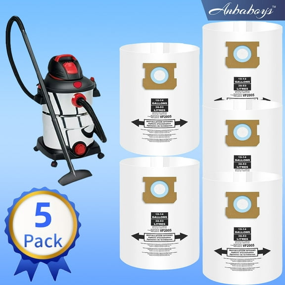 10-14 Gallon Disposable Collection Filter Bags,Fits Shop-Vac 10-14 Gallon Vacuum Disposable Filter Bags,90662, 5-Pack, Type F