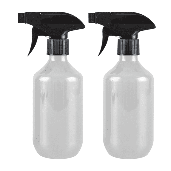 10.14 fl oz Plastic Spray Bottles (2 Pack), Refillable Spray Bottles for Cleaning Solutions & Essential Oils, Adjustable Nozzle Empty Bottles for Alcohol, Plant & Hair Care,Clear