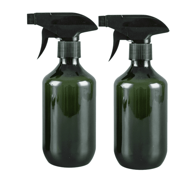 10.14 fl oz Plastic Spray Bottles (2 Pack), Refillable Spray Bottles for Cleaning Solutions & Essential Oils, Adjustable Nozzle Empty Bottles for Alcohol, Plant & Hair Care,Green