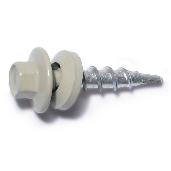 #10-14 x 1" Beige Painted Steel Hex Washer Head Pole Barn Self-Drilling Screws SSHW-106