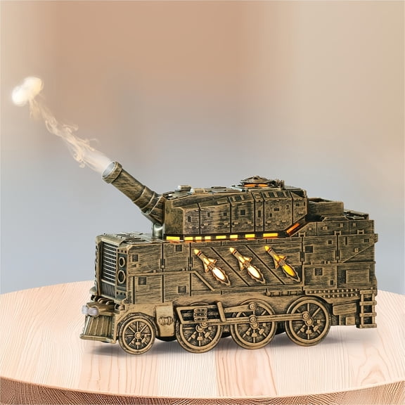 10.14oz Vintage Steam Train Essential Oil Diffuser Ultrasonic Cool Mist Humidifier Remote Control 2 Light 2 Mist Modes Ultra Quiet Auto Shut Off For Home Bedroom Office Hotel Black Brass