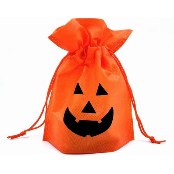 10/15/20/25Pcs Pumpkin Drawstring Bags Halloween Pumpkin Bags with Drawstrings Halloween Trick or Treat Candy Bags for Kids Halloween Party Supplies(6.7x7.9inch)