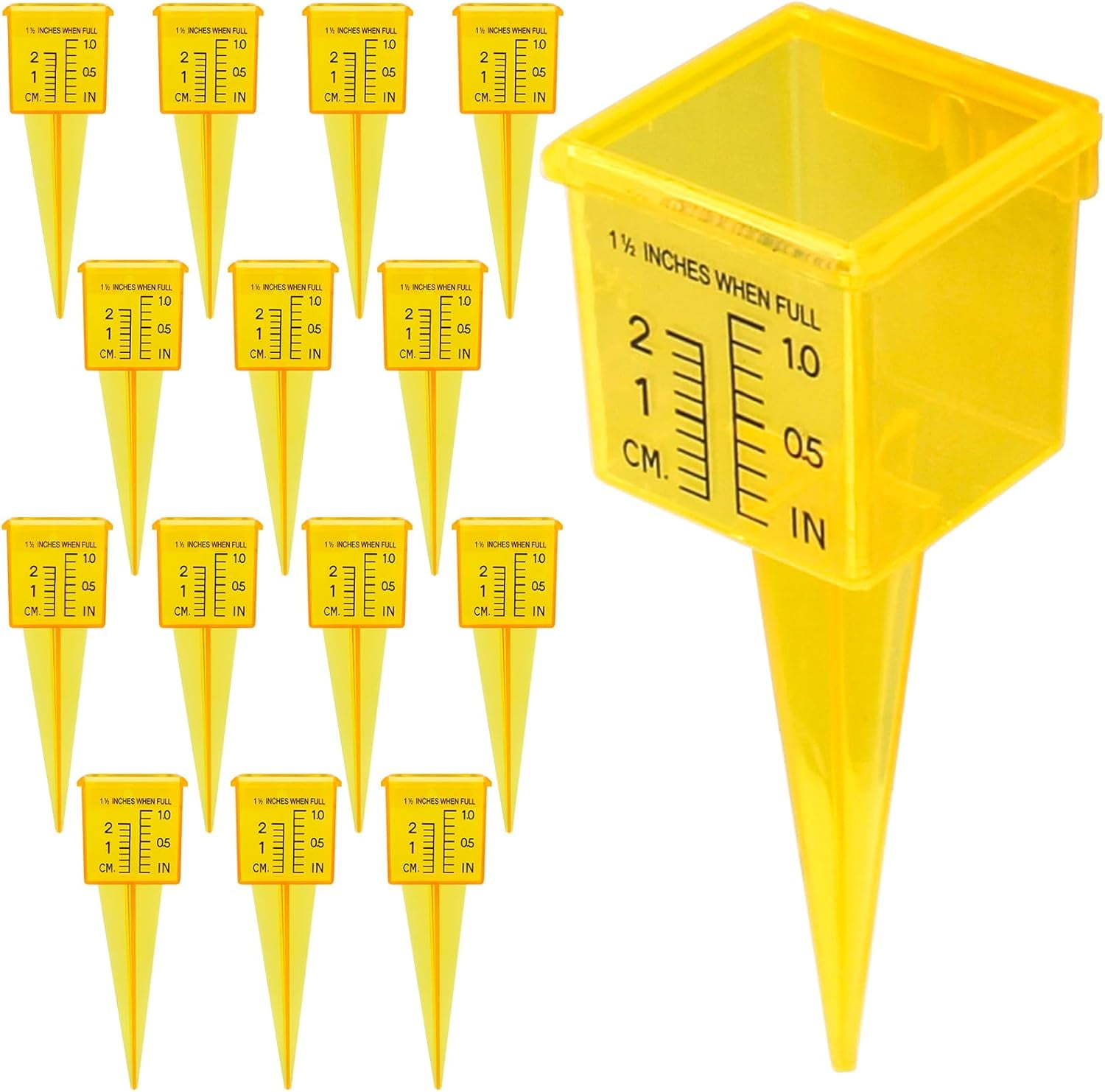 Outdoor Rain Gauge With Wide Mouth – Bright Yellow Sprinkler Meter For Lawn, Yard & Garden Water Tracking