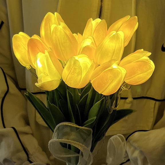 10/15 Pc Twinkling Tree Tulips, Radiant Romantic Tulip Light, Flowers Decorative Mood Decorative Lamps, for Bedroom, Home Decor(Yellow,10)