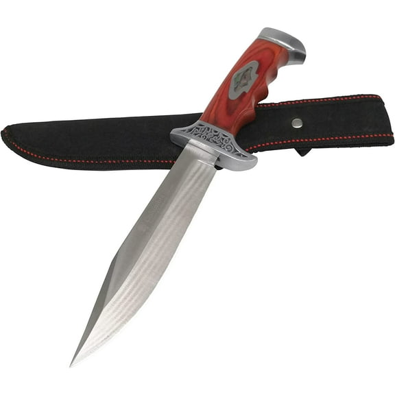 10.15inch Fixed Blade Hunting Knife with Sheath, Bowie Type Survial Knife for Camping Hunting Hiking, 7CR13MOV Stainless Steel