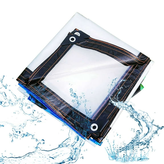 10*16.4ft Jienlioq Clear Waterproof Tarps(Increase Grommets) Poly Tarpaulin Outdoor Garden Rainproof Covering Clear Vinyl Tarp with for Patio for Covering Henhouse, Porch, Canopy, Plant and Camping
