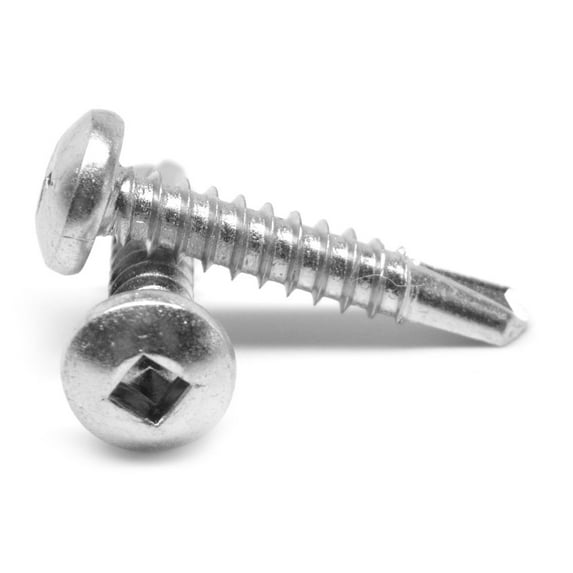 #10-16 x 1/2" (FT) BSD Thread Self Drilling Screw Square Drive Pan Head #3 Point Low Carbon Steel Zinc Plated Pk 2500