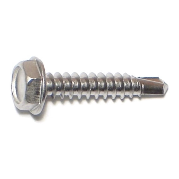 #10-16 x 1" 410 Stainless Steel Hex Washer Head Self-Drilling Screws SSHWSS-100