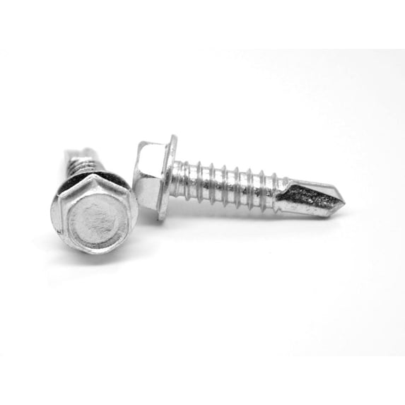 #10-16 x 2" (FT) BSD Thread Self Drilling Screw Hex Washer Head #3 Point Low Carbon Steel Zinc Plated Pk 100
