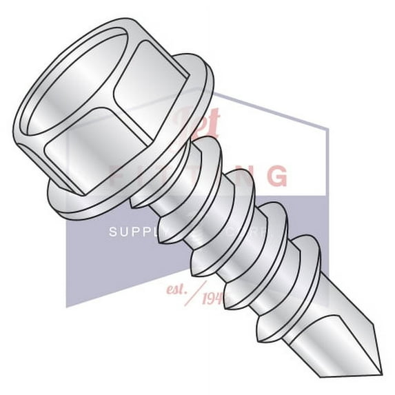10-16 x 3/4 Self-Drilling Screws | Unslotted | Indented Hex Washers High Head | #3 Point | Steel | Zinc (Quantity: 5000)