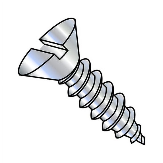10-16X1 Slotted Flat Self Tapping Screw Type A B Fully Threaded Zinc (Pack Qty 5,000) BC-1016ABSF