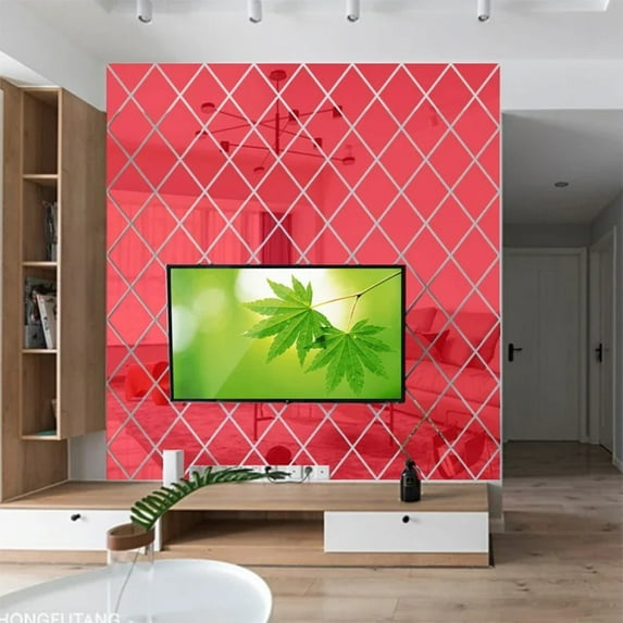 10/17/32/58pcs 3D Diamonds Mirror Stickers Acrylic Triangles Self-adhesive DIY Wall Mirror Stickers for Living Room Home Decor