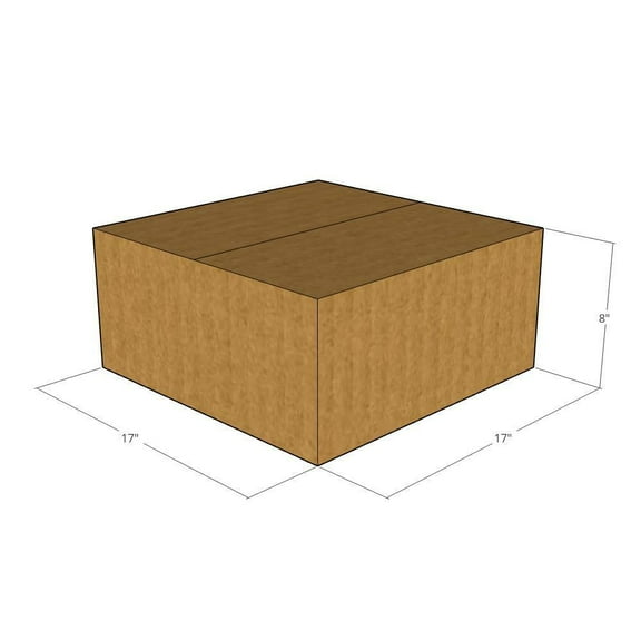 17x17x8 Kraft Brown Corrugated Shipping Boxes, 32 ECT Single-Wall, Qty 10