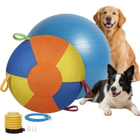 10/18/22" Herding Ball for Dogs & Horses - Tear-Resistant Inflatable Toy with Heavy-Duty Handle Cover & Pump - Durable Exercise Ball for Large Pets