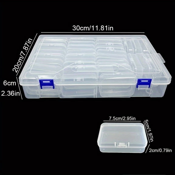 10/19/24/30 Grids DIY Beads Diamond Paint Crafts Transparent Plastic Storage Box, Art Embroidery Jewelry Accessories Box