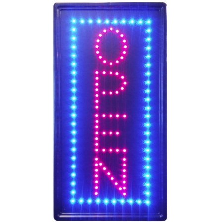 10 * 19 inch Animated LED Business Vertical Open Sign +On/Off Switch Bright Light Neon