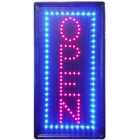 10 * 19 inch Animated LED Business Vertical Open Sign +On/Off Switch Bright Light Neon
