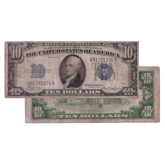 $10 1934 Blue Seal Silver Certificate Star Note - Very Good Condition - Collectible US Banknote