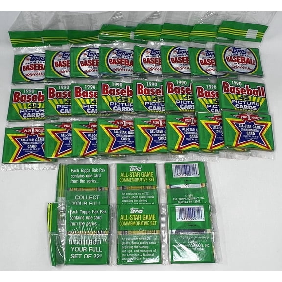 (10) 1990 Topps Rack Pack Baseball Lot  Frank Thomas / Ken Griffey Jr. RC Year