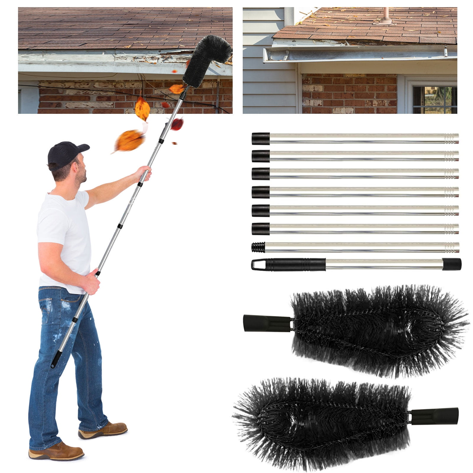 Stainless Steel Gutter Scoop Cleaning Tool – Ergonomic Leaf & Debris Remover For Roof Gutters, Compatible With 28mm Extension Poles, Rust-Resistant