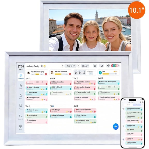10.1Inch Digital Calendar Wall  Screen,  WiFi Family Planner & Chore Chart & Meal Planner,   Interactive Display with Digital Picture Frame for  Work 2026 Organization