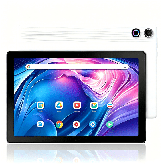 AEEZO 10.1 Inch Tablet, Octa-Core Touch Screen Tablet, 10GB RAM+64GB ROM(Expand to 1tb), 5MP+8MP Dual Cameras, Dynamic Halo, Face ID, Bluetooth, WiFi 6, 5000mAh Battery,White