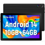 10.1inch Android 14 Tablet, Octa-Core Touch Screen Tablet, 10GB RAM+64GB ROM(Expand to 1tb), 5MP+8MP Dual Cameras, Dynamic Halo, Face ID, Bluetooth, WiFi 6, 5000mAh Battery,Black