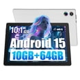 thumbnail image 1 of 10.1 Inch Android 15 Tablet, Octa-Core Touch Screen Tablet, 10GB RAM+64GB ROM(Expand to 1tb), 5MP+8MP Dual Cameras, Dynamic Halo, Face ID, Bluetooth, WiFi 6, 5000mAh Battery,White, 1 of 9