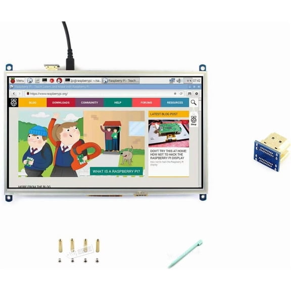 10.1inch HDMI LCD Monitor Resistive Touch Screen Display 1024 * 600 High Resolution for 2B/3B/3B+/4B(The Pi 1 Model B or Pi Zero Need HDMI Cable)