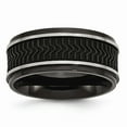 thumbnail image 1 of 10.1mm Stainless Steel Black Ip With Rubber Inlay Ring - Size 8, 1 of 2