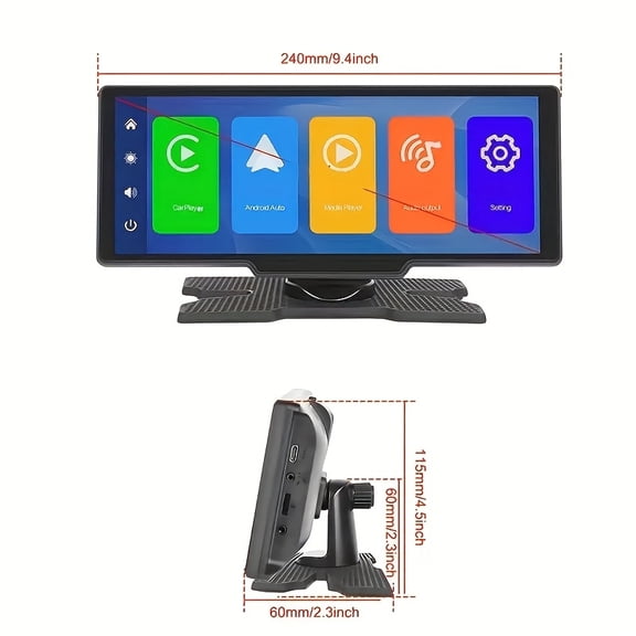 10.2" 4K Ultra-Clear Car Display with Wireless CarPlay/ Auto, BT, Navigation, Parking Assist, Music & Video Playback, Universal Fit