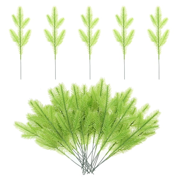 10.2" Artificial Pine Branches Faux Fake Pine Leaves Sprigs for Home Decor, Light Green 30Pcs