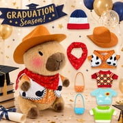 10.2 in Capybara Plush Toy   Soft Stuffed Animal for Graduation Gift   Cute Huggable Plush with Embroidered Heart, Strawberry & Flower   Graduation Keepsake