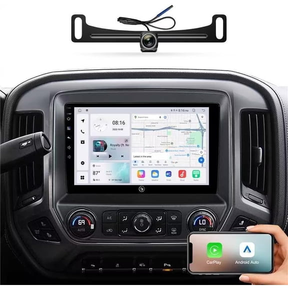 10.2" Car Radio Stereo for Chevy Silverado & GMC Sierra 2014-2018,Android 13 Touch Screen with CarPlay,Android Auto,4+64G,GPS Navigation,1080P Backup Camera,Bluetooth,WiFi,SWC,FM,AM
