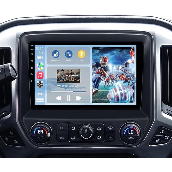 10.2" Car Radio Stereo for Chevy Silverado GMC Sierra 2014-2018, Wireless CarPlay & Android Auto, WiFi GPS, Bluetooth FM SWC, Touch Screen, Support 1080P Backup Camera