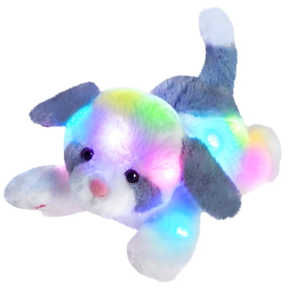 10.2" Glowing Plush Puppy Toy, Cute Lying Down Pose, Colorful LED Lights, Soft Skin - Friendly Fabric, Super Cozy For Nighttime Sleep, Children's Comfort Toy, Christmas/Halloween/Children's Day Gift.