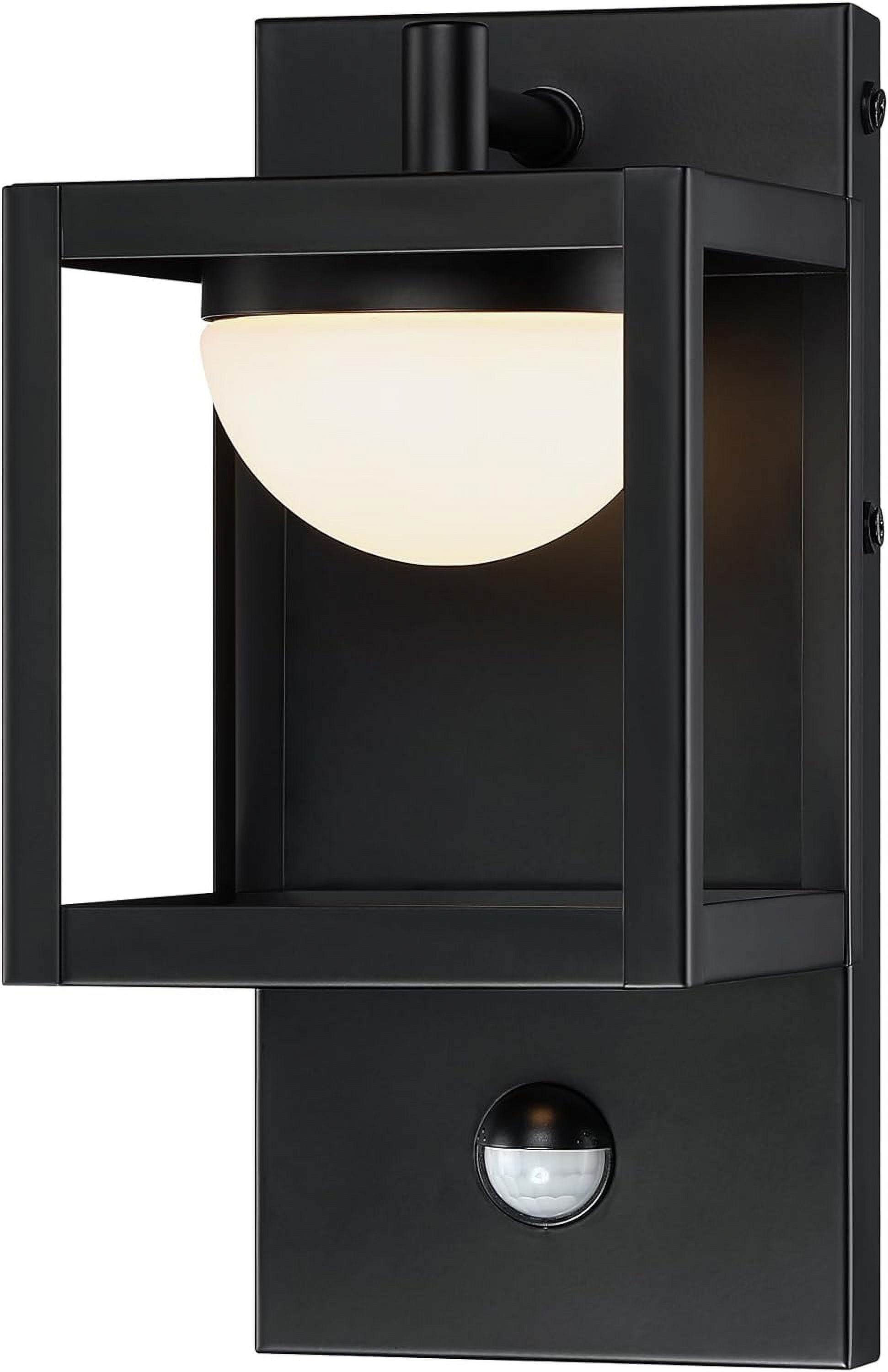 10.2"H LED Modern Outdoor Wall Light, 3000K Soft White, Bright 350 Lumens, Motion Sensor Black Wall Lighting Sconce