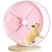 10.2 Hamster Wheel with Stand, Silent Hamster Running Wheel, Chinchilla Exercise Wheel with Wooden Base, Adjustable Quiet Spinner for Guinea Pig Sugar Glider Gerbil