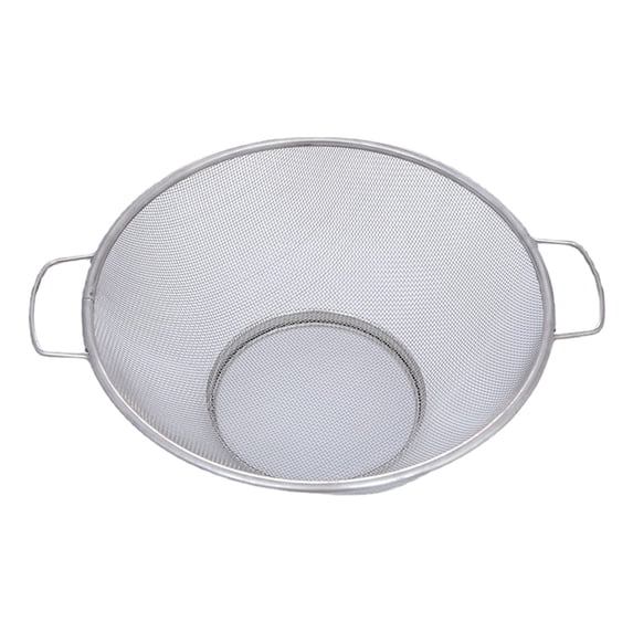 10.2" Large Fine Mesh Strainer with Double Ear Handle,Stainless Steel Rice Washer Strainer Bowl,Fine Mesh Sieve,Kitchen Colander for Strain Pasta,Beans,Washing,Cleaning and Rinsing Rice(Silver)
