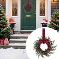 thumbnail image 1 of 10.2" Mini Christmas Wreath for Cabinets Kitchen, Hanging Small Christmas Wreaths with Red Bows Cedar Branchs Red Berry Clusters for Kitchen Cabinet Fireplace Window Front Door Wall Decor, D, 1 of 5