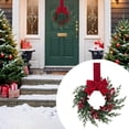 thumbnail image 1 of 10.2" Mini Christmas Wreath for Cabinets Kitchen, Hanging Small Christmas Wreaths with Red Bows Cedar Branchs Red Berry Clusters for Kitchen Cabinet Fireplace Window Front Door Wall Decor, A, 1 of 5