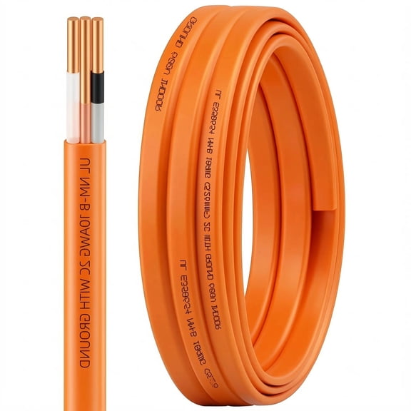 10/2 NM-B Wire with Ground, 10 AWG Solid Copper Electrical Cable, 600V Nonmetallic Sheathed Building Wire, Yellow
