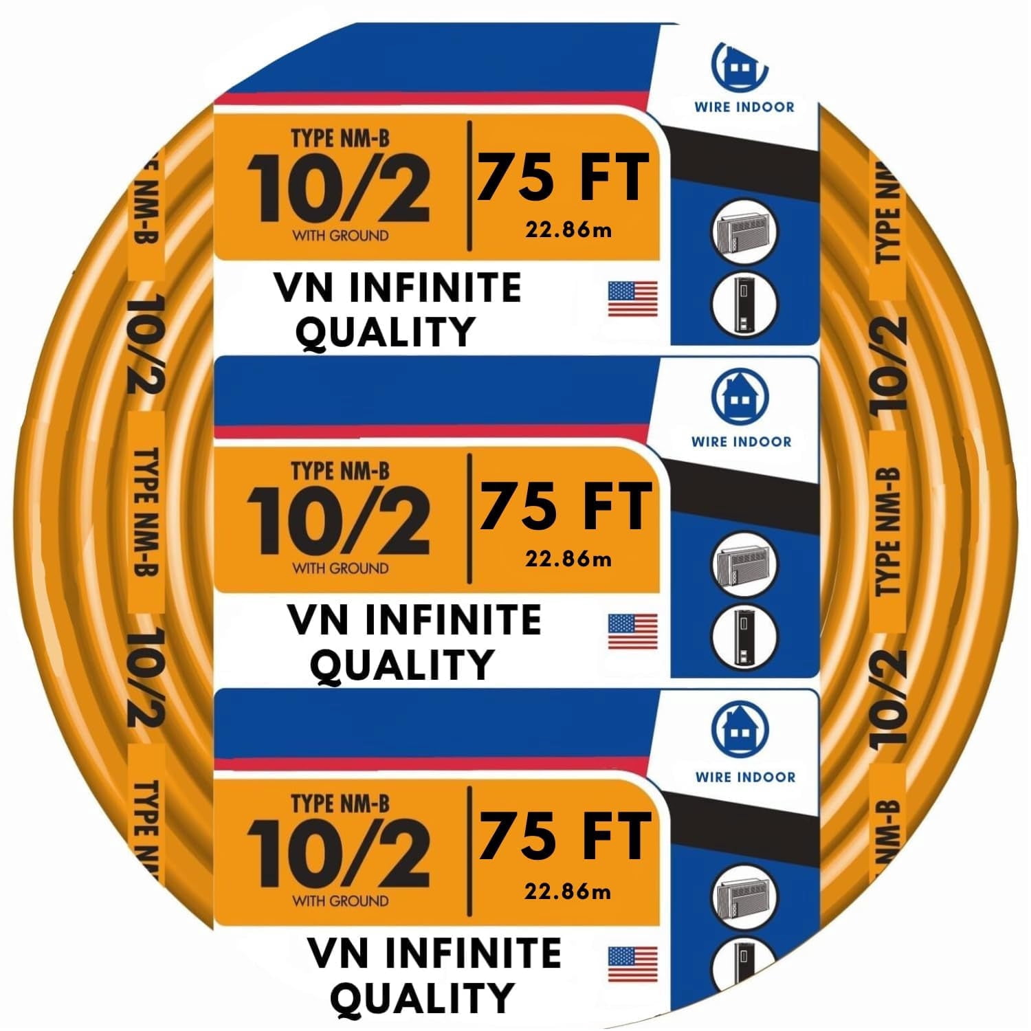 Wlmart Signs 10/2 W/G NMB Cable Non-Metallic Residential Indoor Wire 75 ft Coil ...