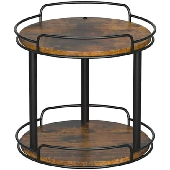 10.2'' Wood Lazy Susan Turntable Organizer for Cabinet, 2 Tier Lazy Susan Spice Rack Organizer for Kitchen, Table Top, Countertop, Pantry, Medicine Organizer