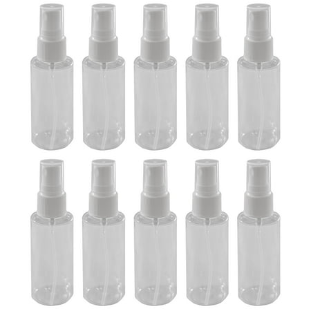 10 - 2 oz Clear PET Bottle with White Fine Mist Sprayer
