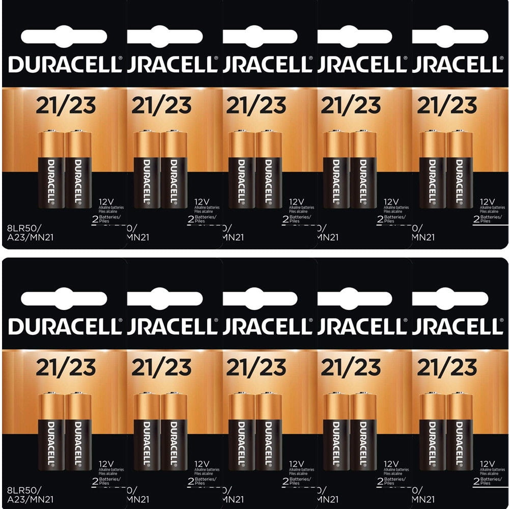 10 2 Packs Duracell A23 Battery 12V 21/23, 223A, A23bp, Gp23, Mn21, 23ga, 23ae, 10x2 Pks
