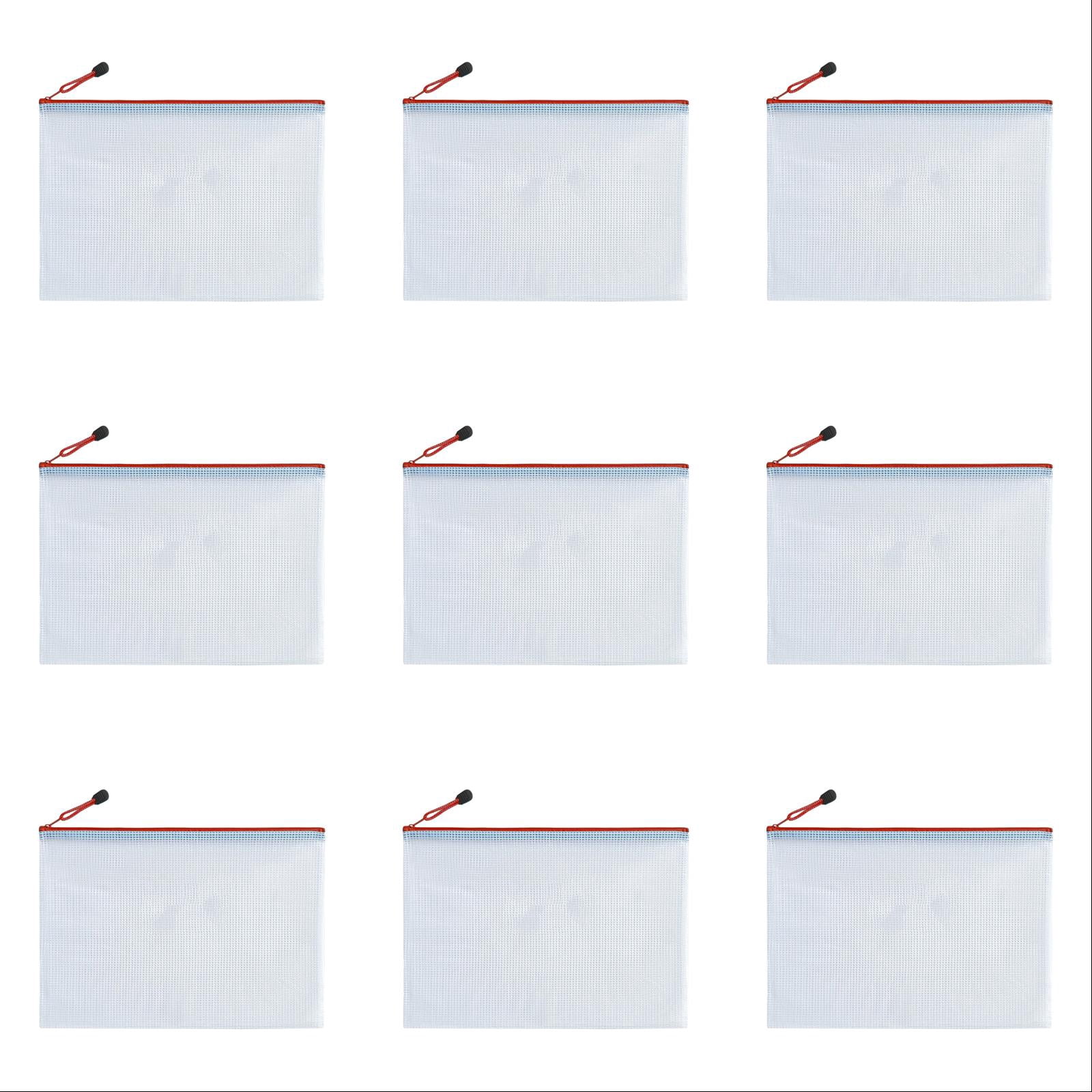 10/20/30/40/50Pcs 13.2x9.4 Inch A4 Mesh Zipper Pouch with Zipper Cover ...